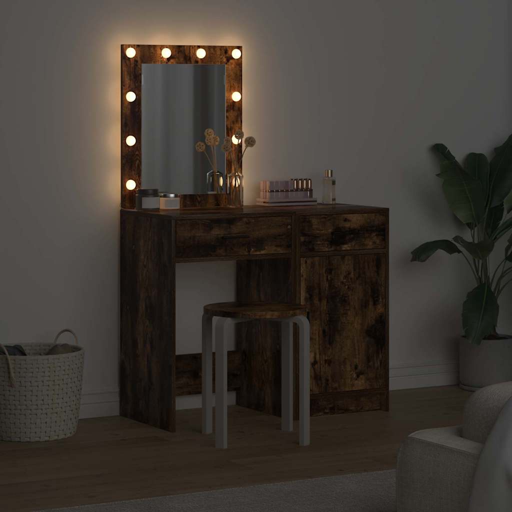 Öltözködőasztal fiókkal 2 pcs Barna 50 x 41 x 135 cm Faanyag