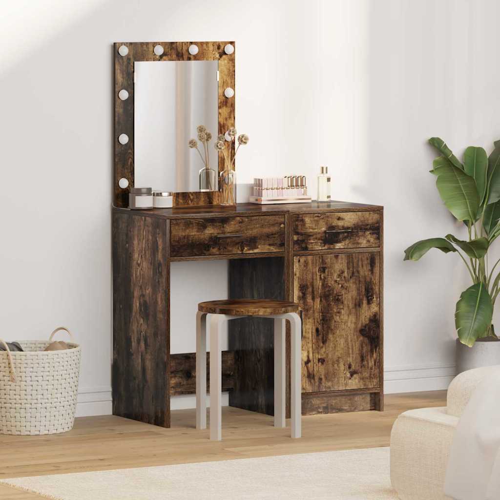 Öltözködőasztal fiókkal 2 pcs Barna 50 x 41 x 135 cm Faanyag