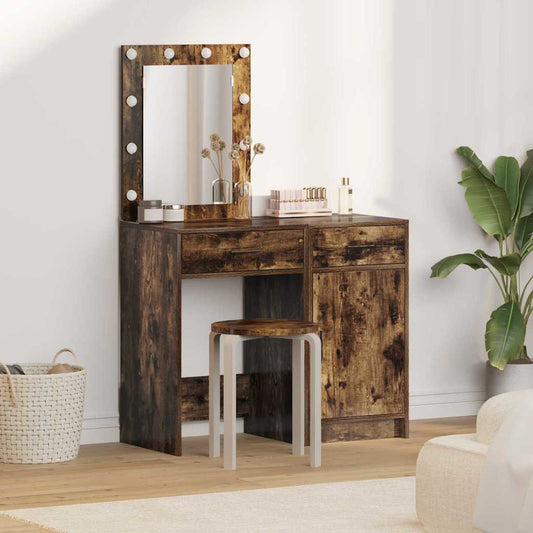 Öltözködőasztal fiókkal 2 pcs Barna 50 x 41 x 135 cm Faanyag