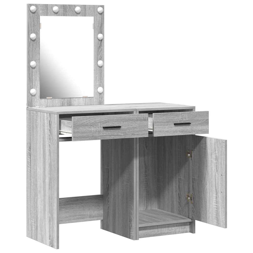 Öltözködőasztal fiókkal 2 pcs Szürke 50 x 41 x 135 cm Faanyag