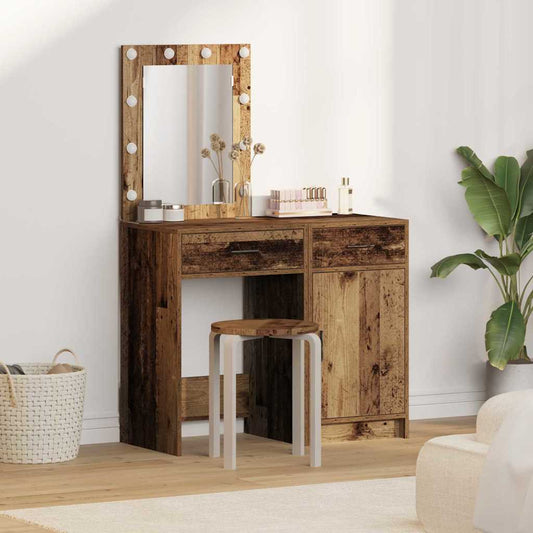 Öltözködőasztal fiókkal 2 pcs Barna 50 x 41 x 135 cm Faanyag