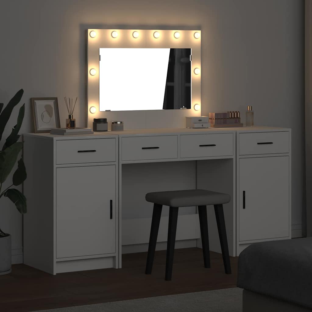 Öltözködőasztal 3 pcs Fehér 78,5 x 41 x 135 cm Szerelt Fa
