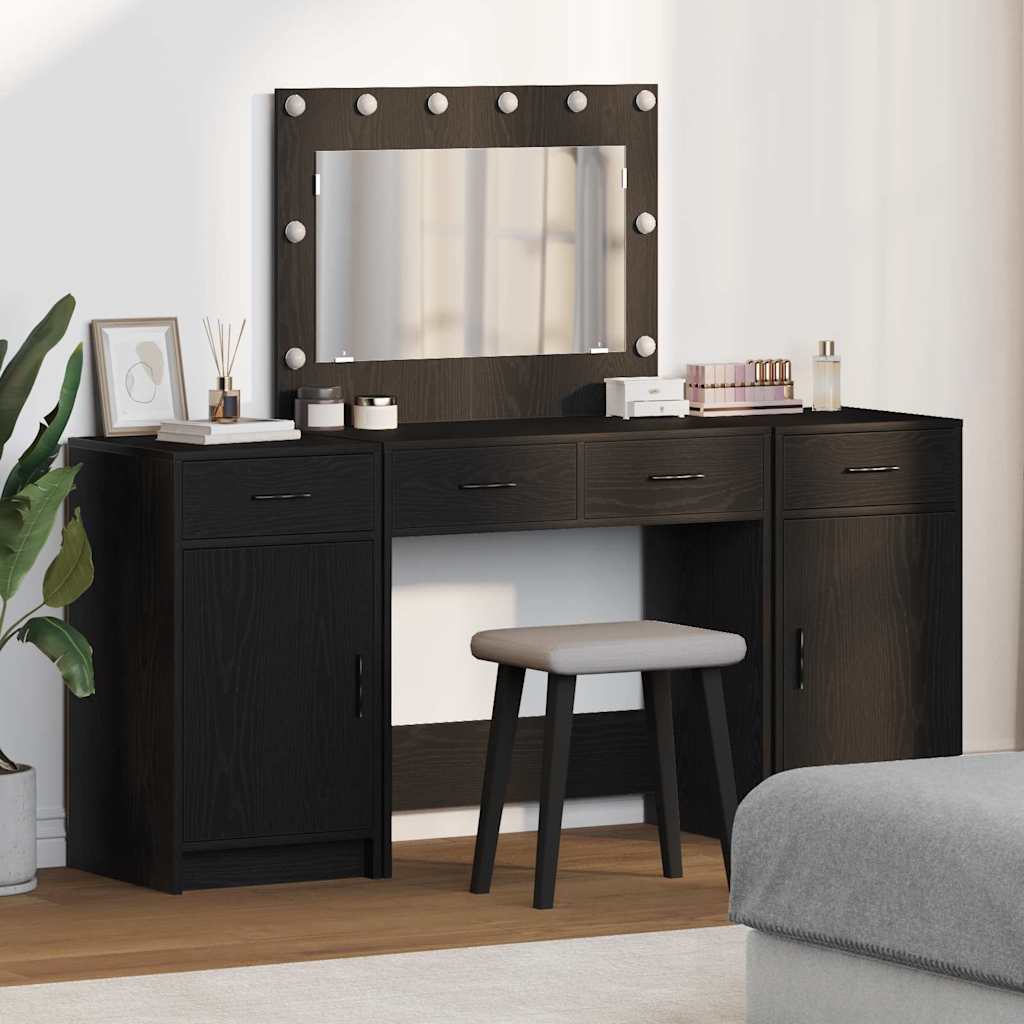 Öltözködőasztal 3 pcs Fekete 78,5 x 41 x 135 cm Szerelt Fa
