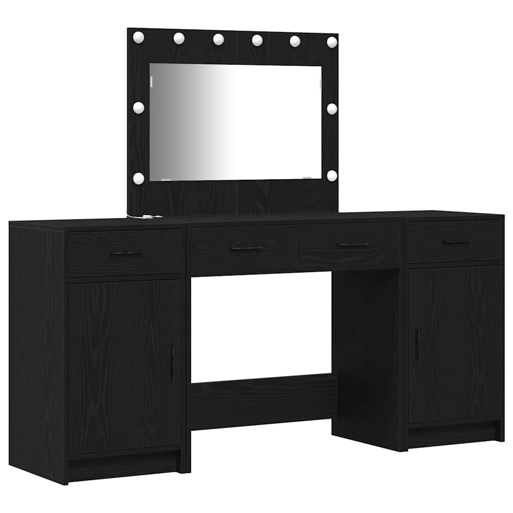 Öltözködőasztal 3 pcs Fekete 78,5 x 41 x 135 cm Szerelt Fa