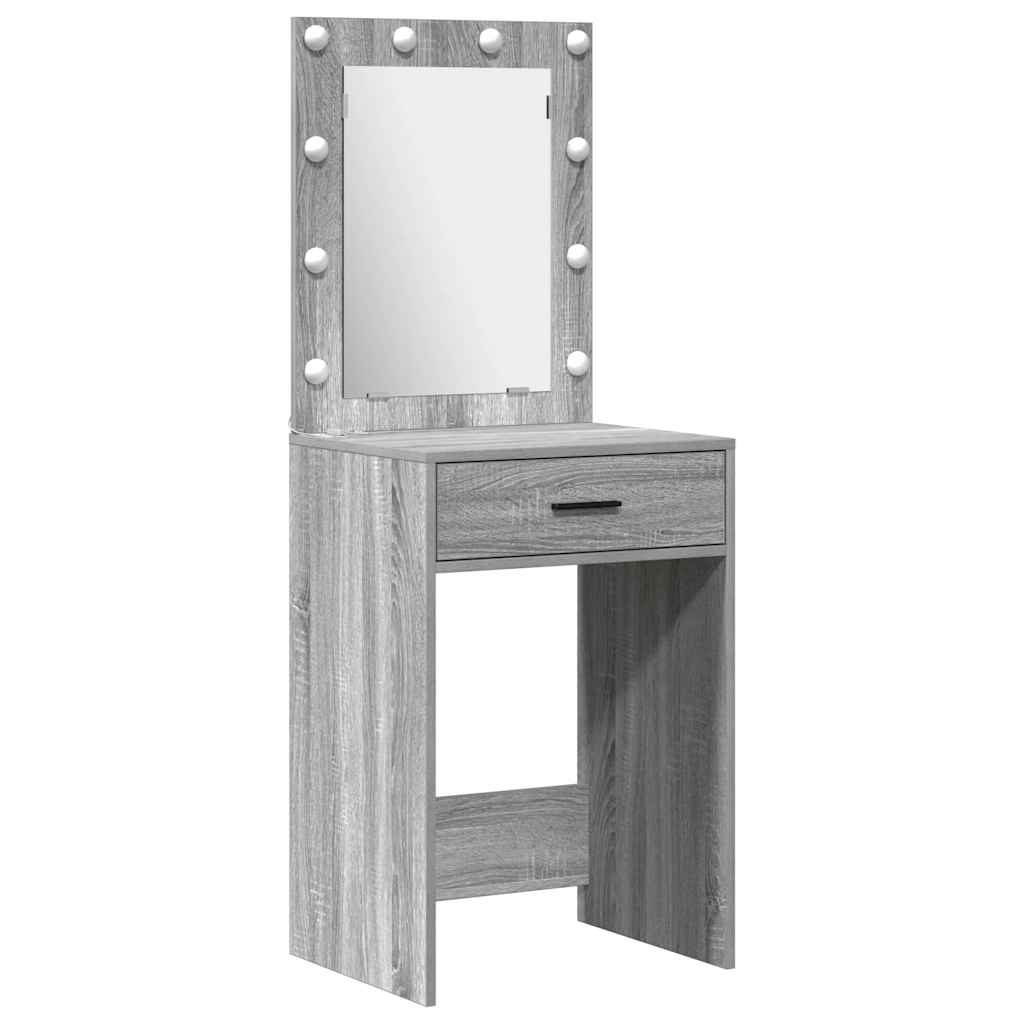 LED-es öltözködő asztal szett 3 pcs Szürke Sonoma Faanyag