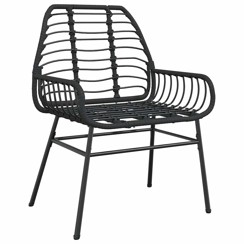 3 részes fekete polyrattan üveg kerti étkezőgarnitúra