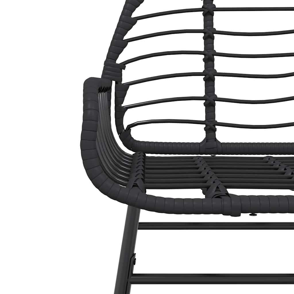 3 részes fekete polyrattan üveg kerti étkezőgarnitúra