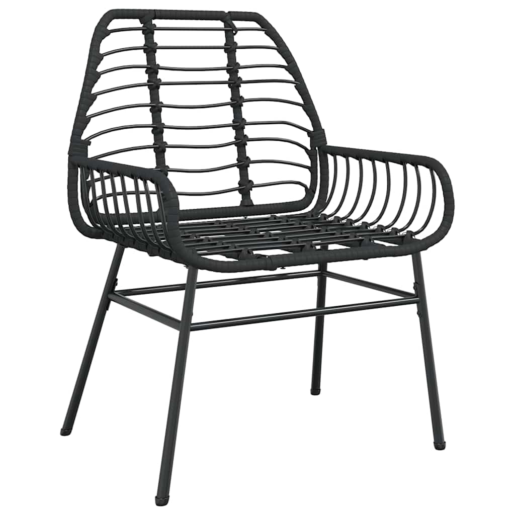 5 részes fekete polyrattan üveg kerti étkezőgarnitúra