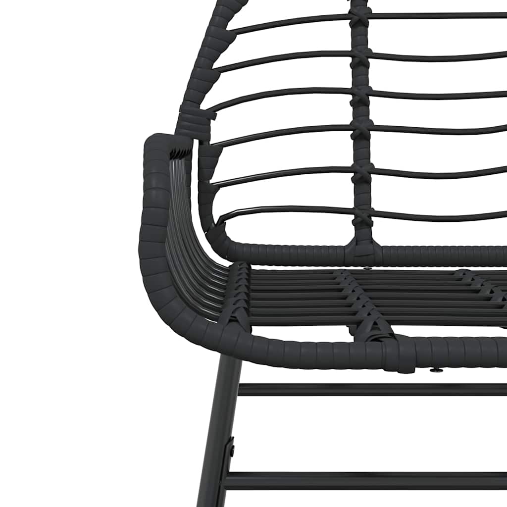 5 részes fekete polyrattan üveg kerti étkezőgarnitúra