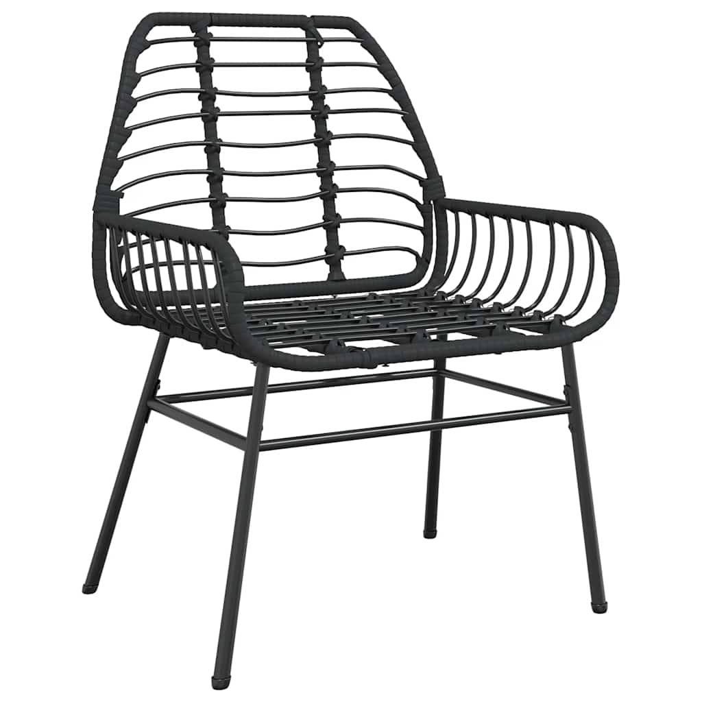 5 részes fekete polyrattan üveg kerti étkezőgarnitúra