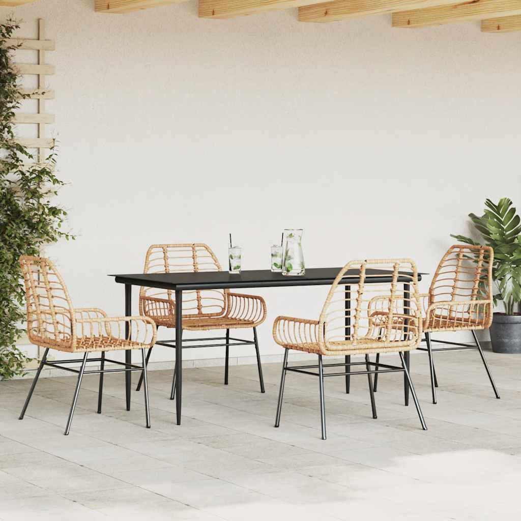 5 észes barna polyrattan üveg kerti étkezőgarnitúra