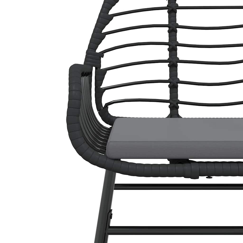 3 részes fekete polyrattan üveg kerti étkezőgarnitúra párnákkal