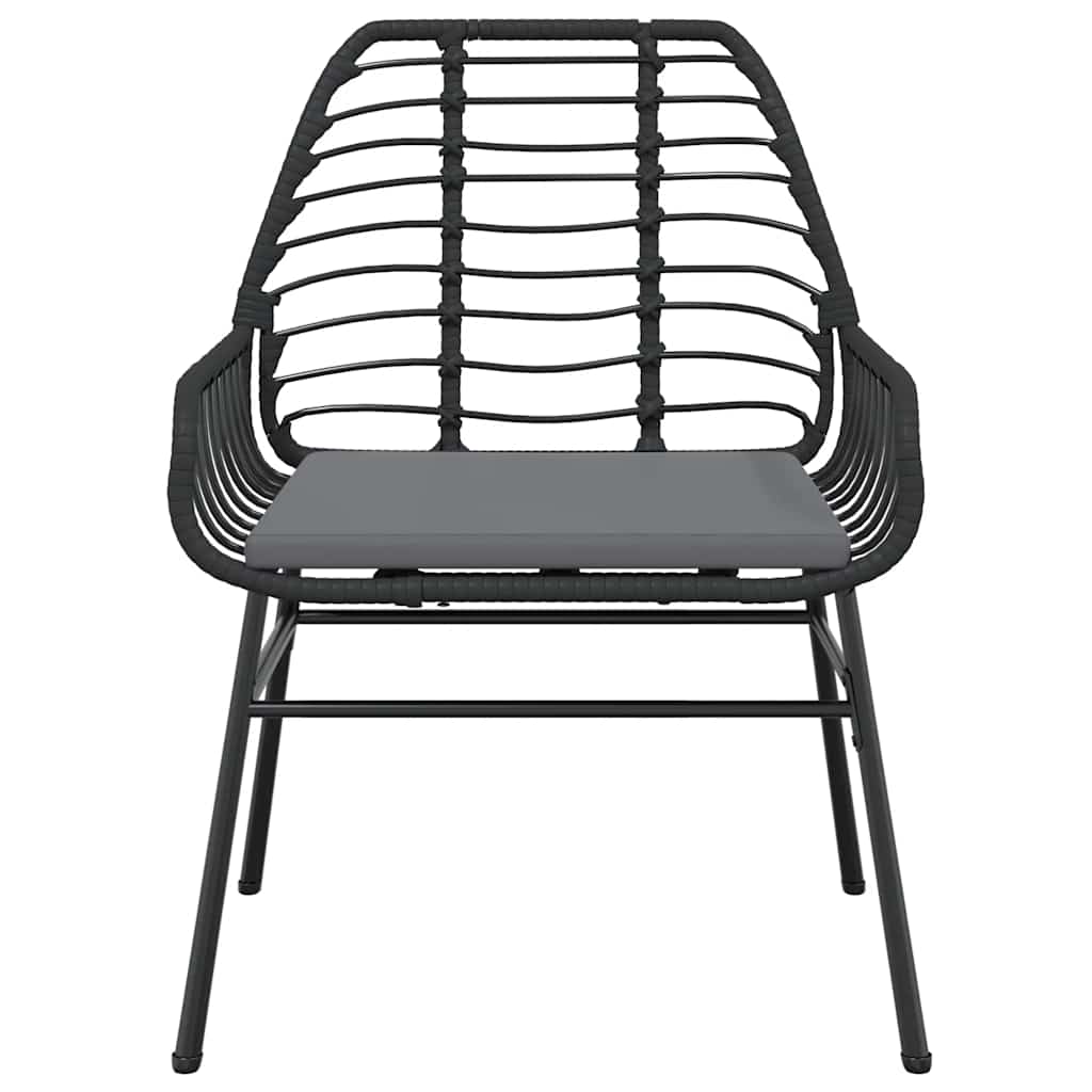 5 részes fekete polyrattan üveg kerti étkezőgarnitúra párnákkal