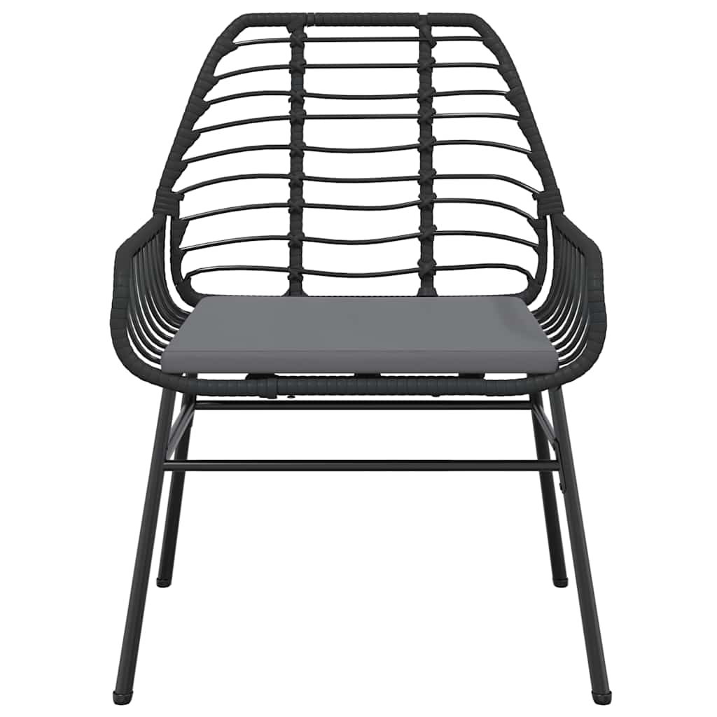 5 részes fekete polyrattan üveg kerti étkezőgarnitúra párnákkal