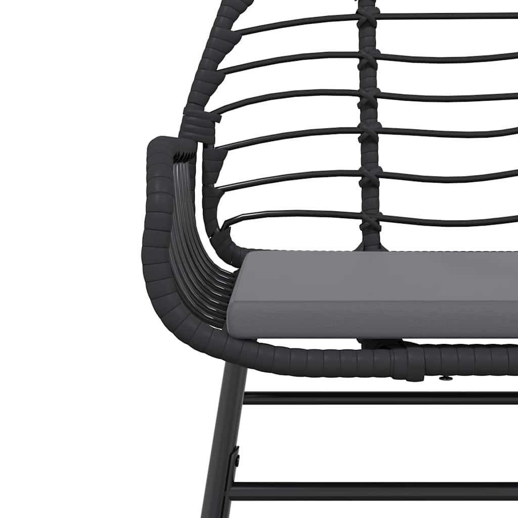 5 részes fekete polyrattan üveg kerti étkezőgarnitúra párnákkal
