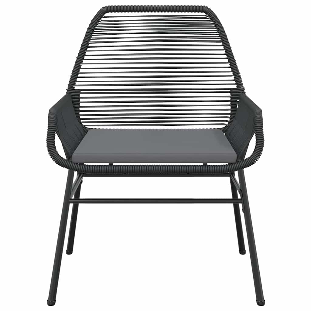 3 részes fekete polyrattan üveg kerti étkezőgarnitúra párnákkal