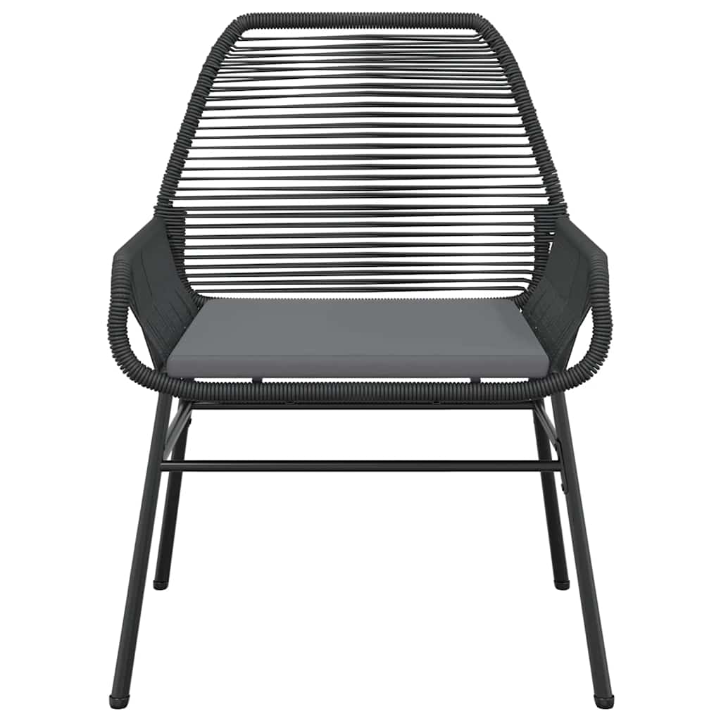 5 részes fekete polyrattan üveg kerti étkezőgarnitúra párnákkal