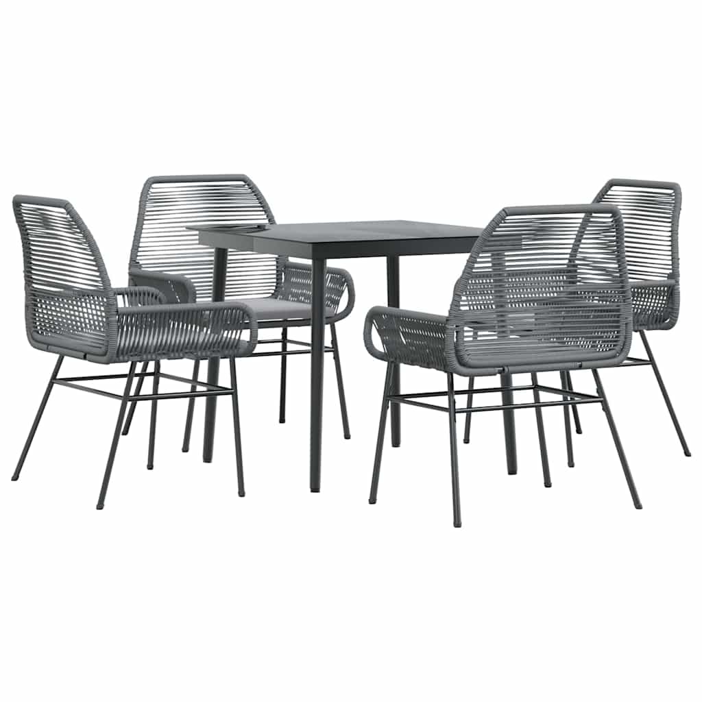 5 részes szürke polyrattan üveg kerti étkezőgarnitúra párnával