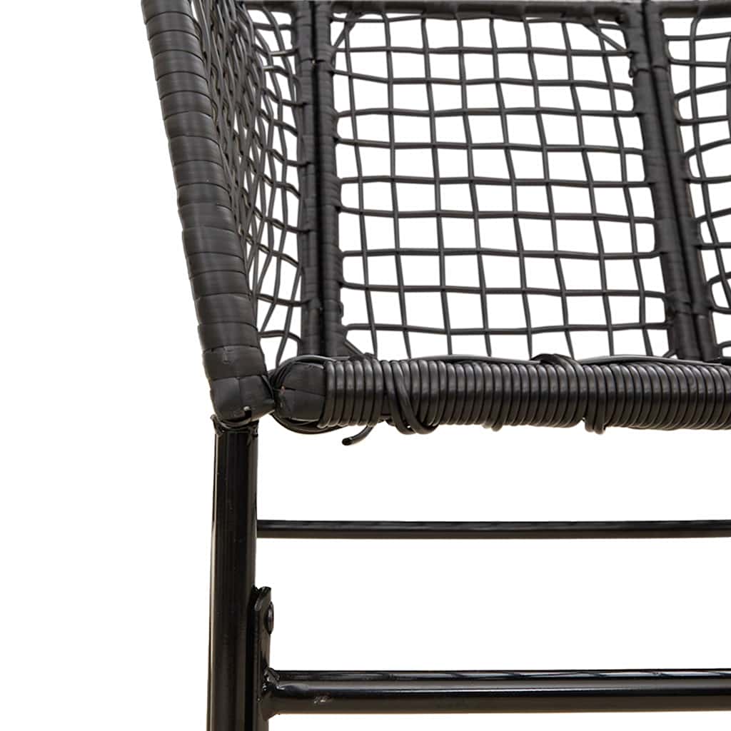 5 részes fekete polyrattan üveg kerti étkezőgarnitúra