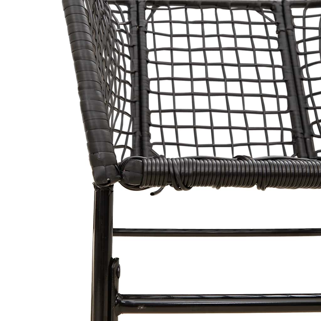 5 részes fekete polyrattan üveg kerti étkezőgarnitúra