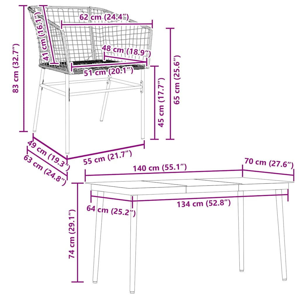 5 részes fekete polyrattan üveg kerti étkezőgarnitúra