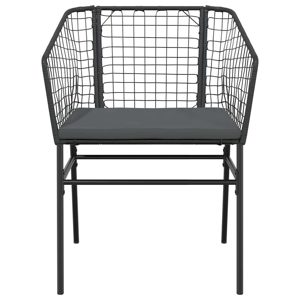 5 részes fekete polyrattan üveg kerti étkezőgarnitúra párnákkal