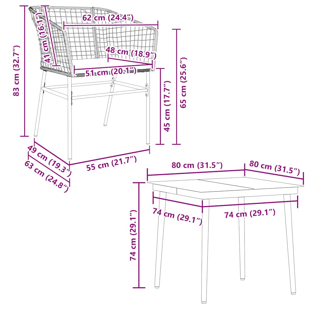 5 részes fekete polyrattan üveg kerti étkezőgarnitúra párnákkal