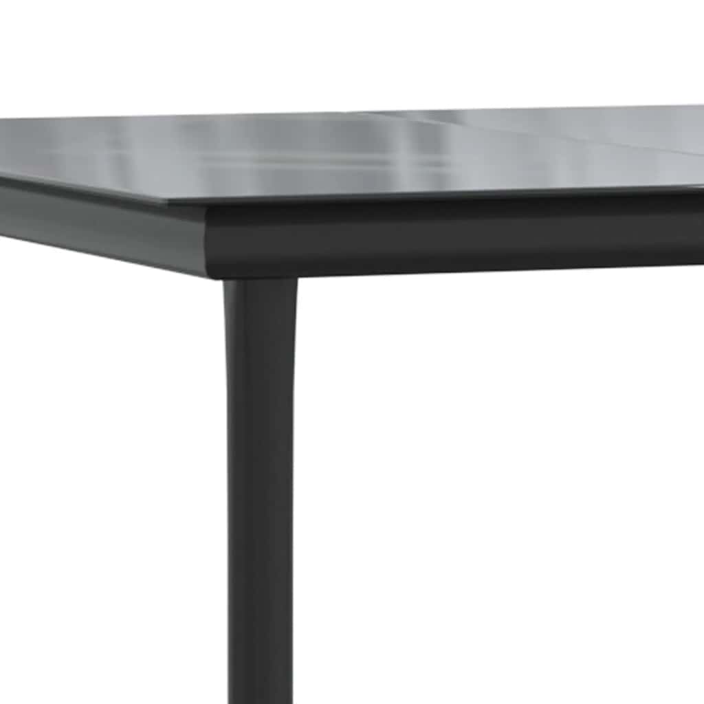 5 részes fekete polyrattan üveg kerti étkezőgarnitúra párnákkal