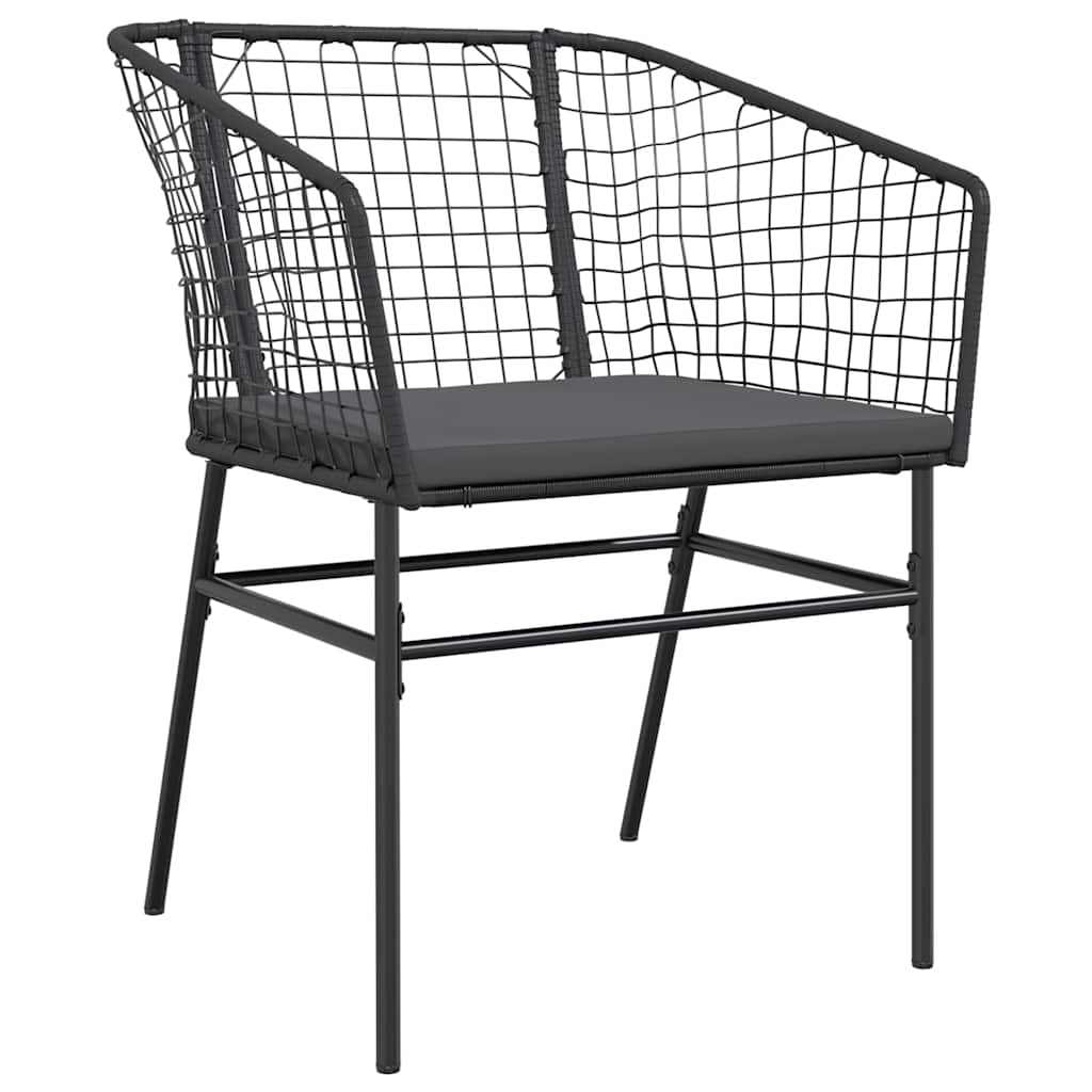 7 részes fekete polyrattan üveg kerti étkezőgarnitúra párnákkal