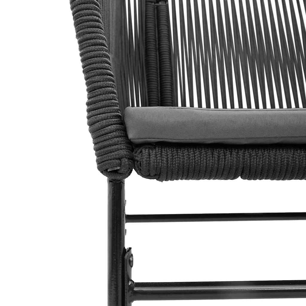 3 részes fekete polyrattan üveg kerti étkezőgarnitúra párnákkal