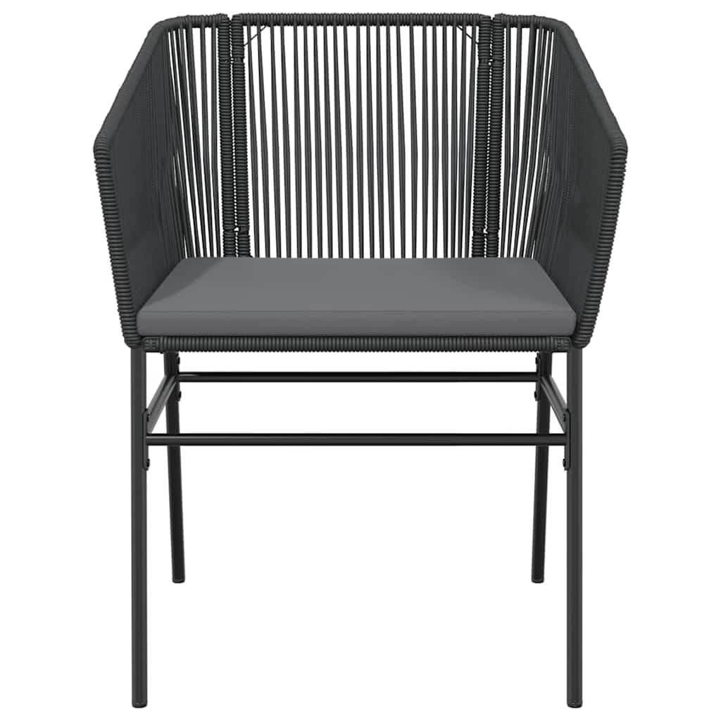 5 részes fekete polyrattan üveg kerti étkezőgarnitúra párnákkal