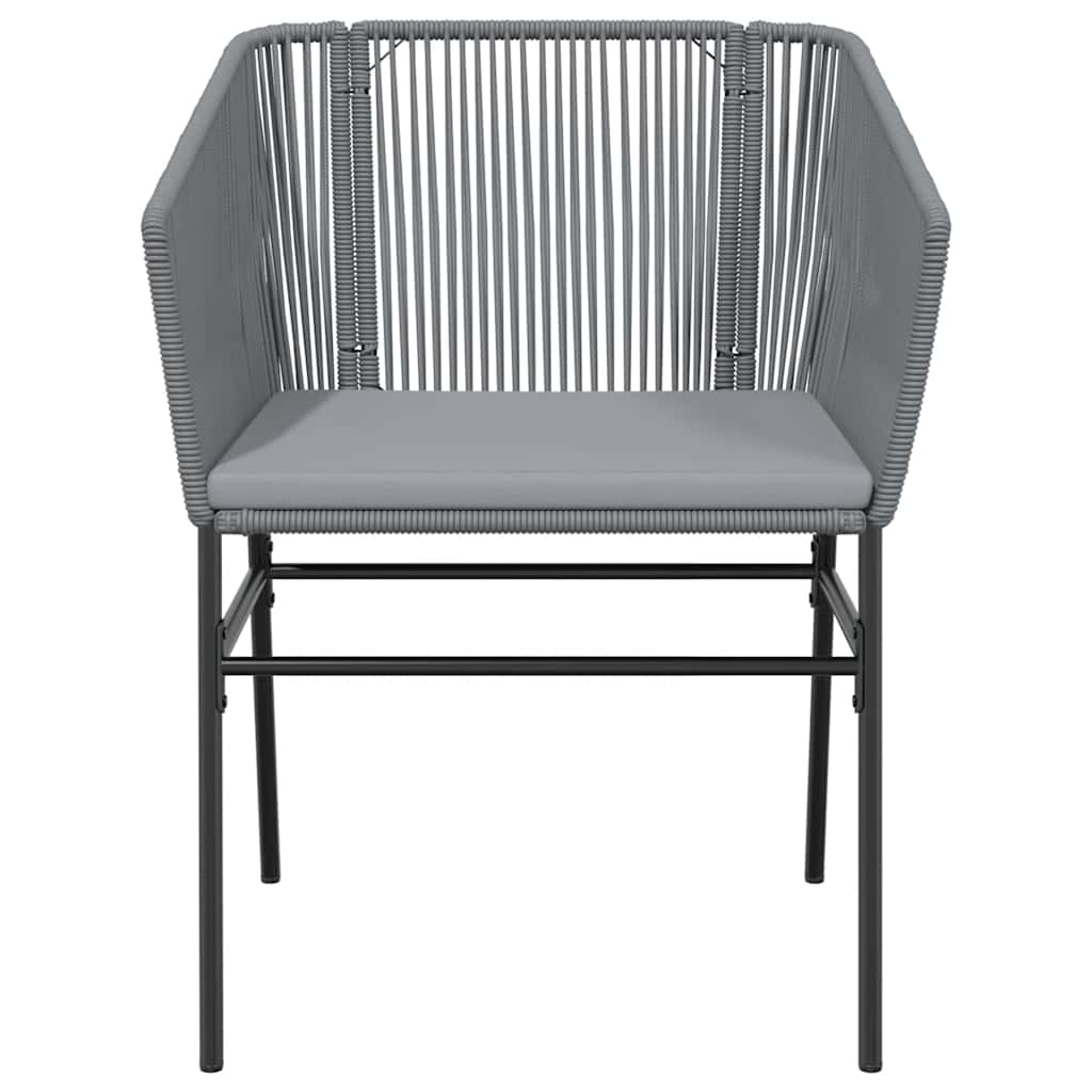 3 részes szürke polyrattan üveg kerti étkezőgarnitúra párnával