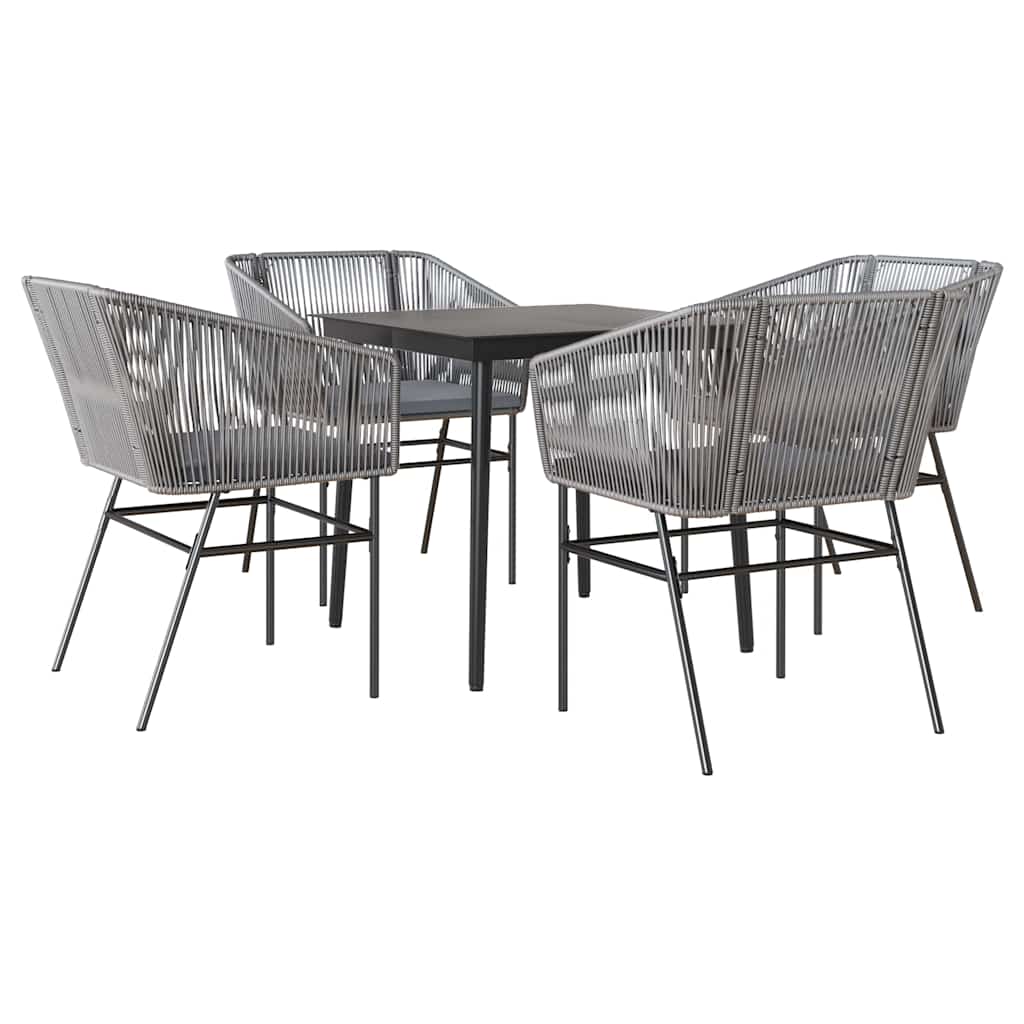 5 részes szürke polyrattan üveg kerti étkezőgarnitúra párnával