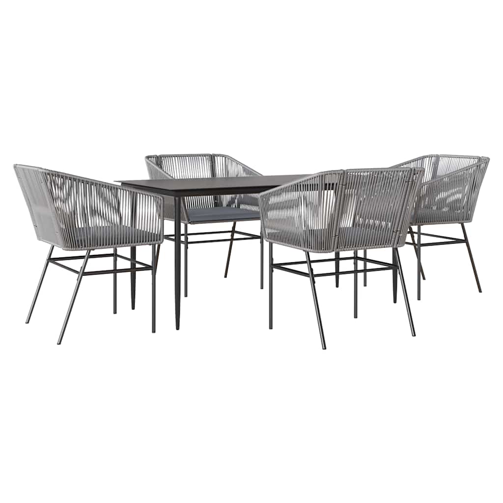 5 részes szürke polyrattan üveg kerti étkezőgarnitúra párnával
