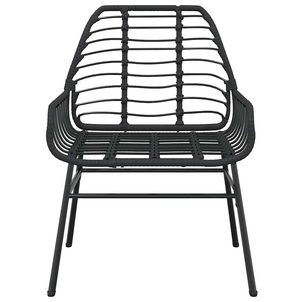 3 részes fekete polyrattan üveg kerti étkezőgarnitúra