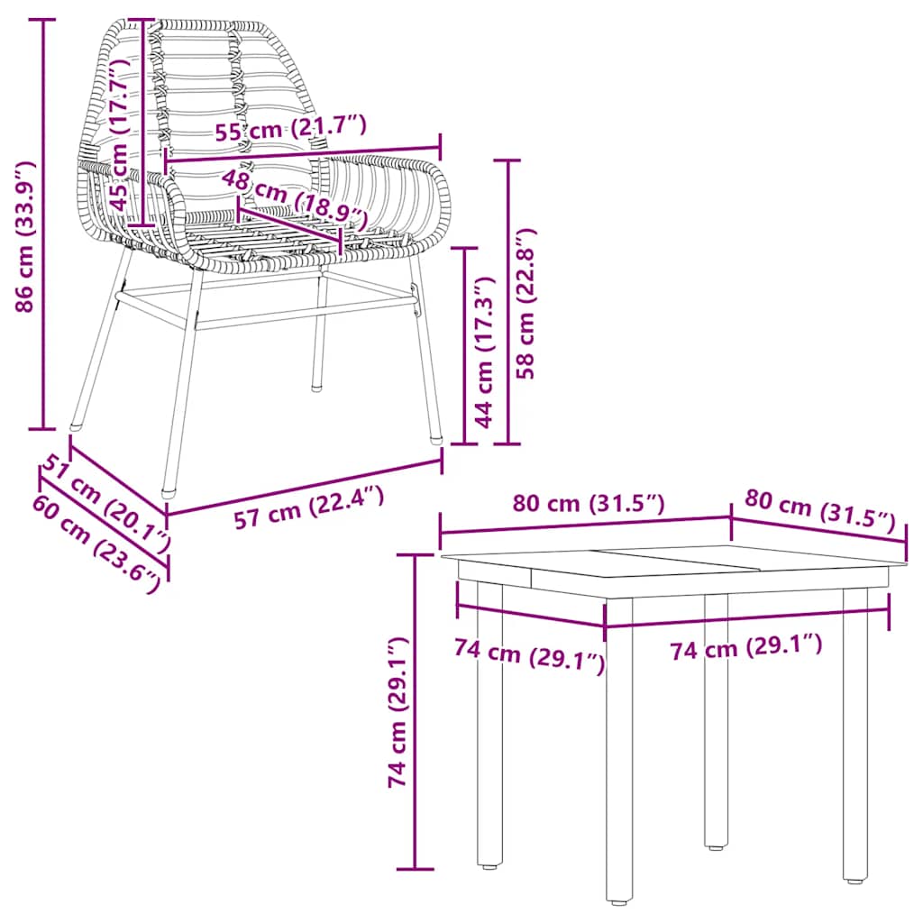 5 részes fekete polyrattan üveg kerti étkezőgarnitúra