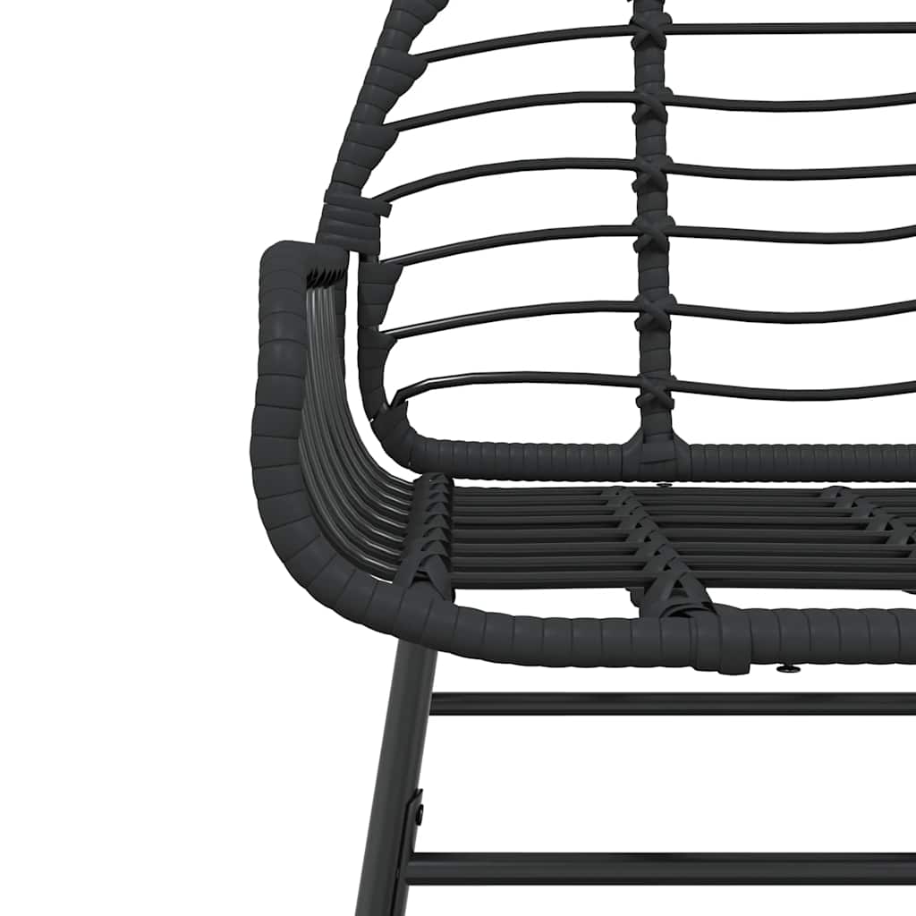 5 részes fekete polyrattan üveg kerti étkezőgarnitúra
