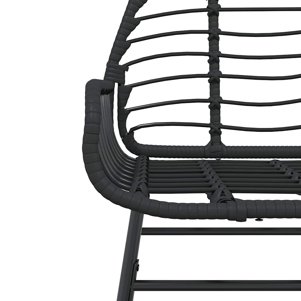 9 részes fekete polyrattan üveg kerti étkezőgarnitúra