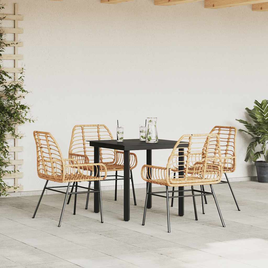 5 észes barna polyrattan üveg kerti étkezőgarnitúra