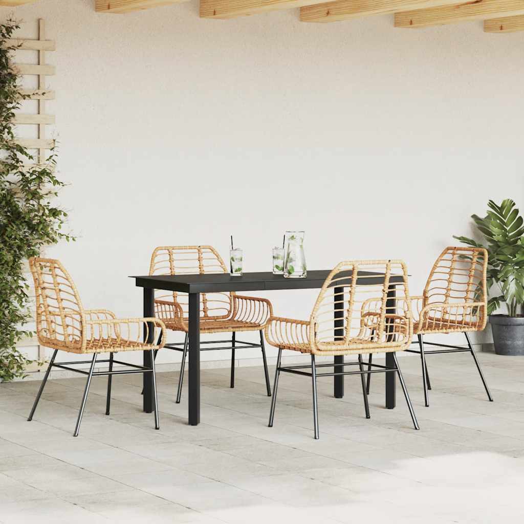 5 észes barna polyrattan üveg kerti étkezőgarnitúra