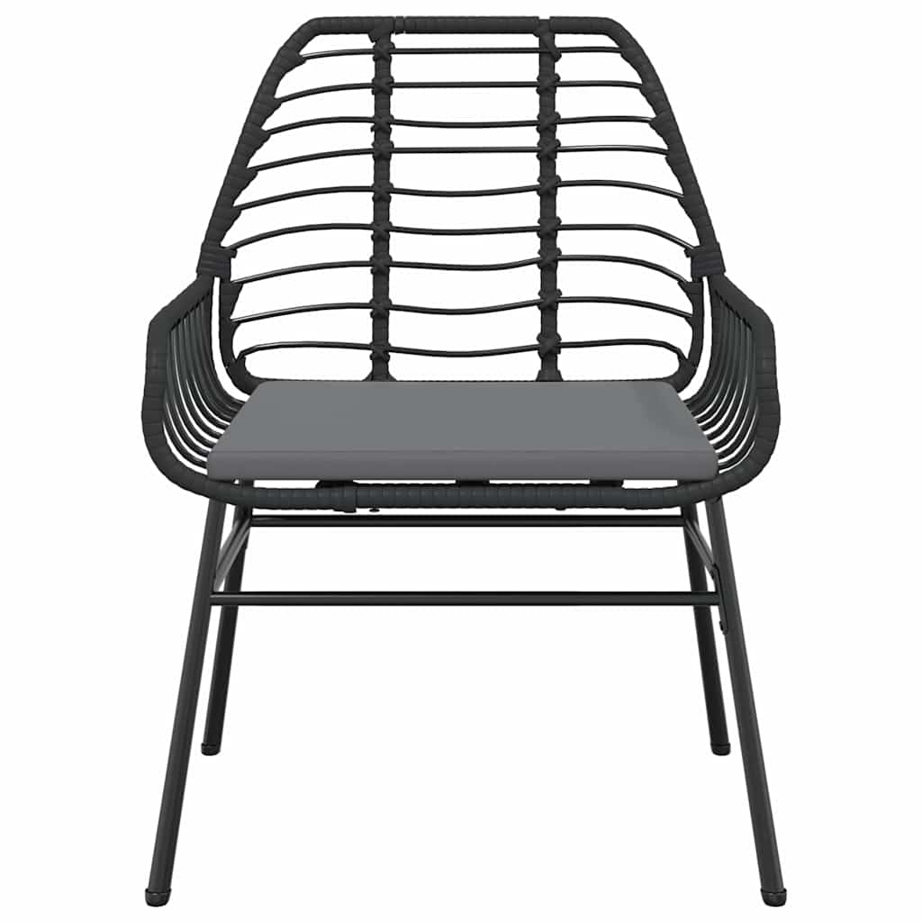 3 részes fekete polyrattan üveg kerti étkezőgarnitúra párnákkal