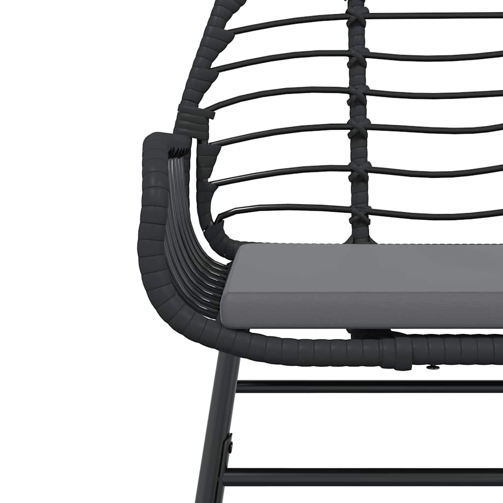 3 részes fekete polyrattan üveg kerti étkezőgarnitúra párnákkal