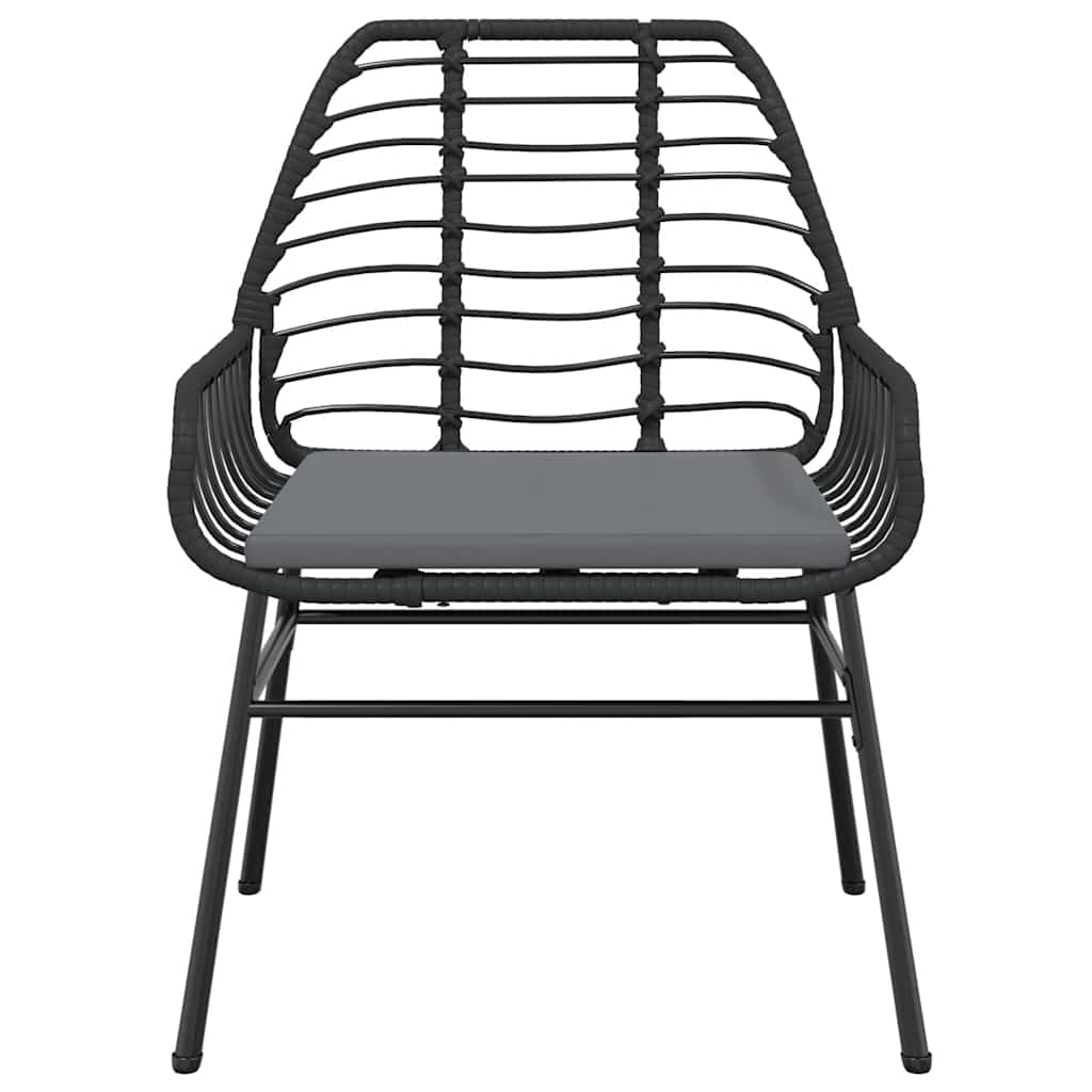 5 részes fekete polyrattan üveg kerti étkezőgarnitúra párnákkal