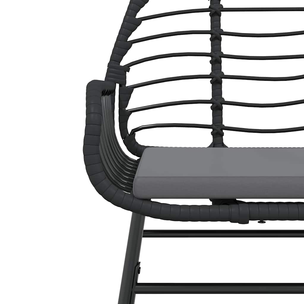 9 részes fekete polyrattan üveg kerti étkezőgarnitúra párnákkal