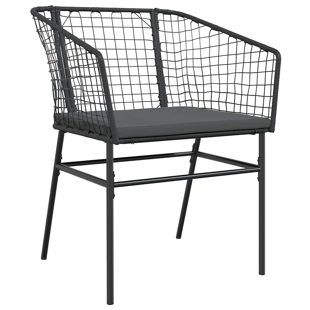 3 részes fekete polyrattan üveg kerti étkezőgarnitúra párnákkal