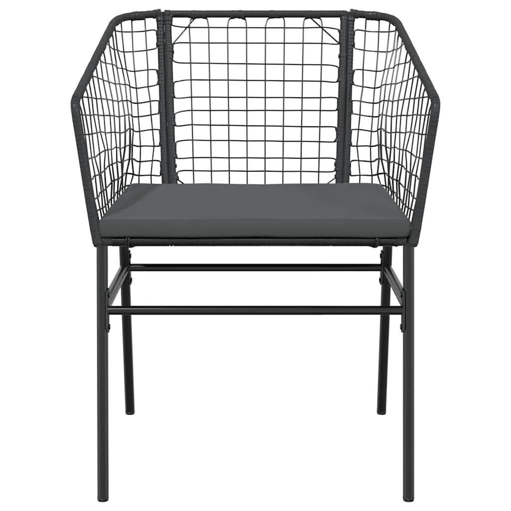 5 részes fekete polyrattan üveg kerti étkezőgarnitúra párnákkal
