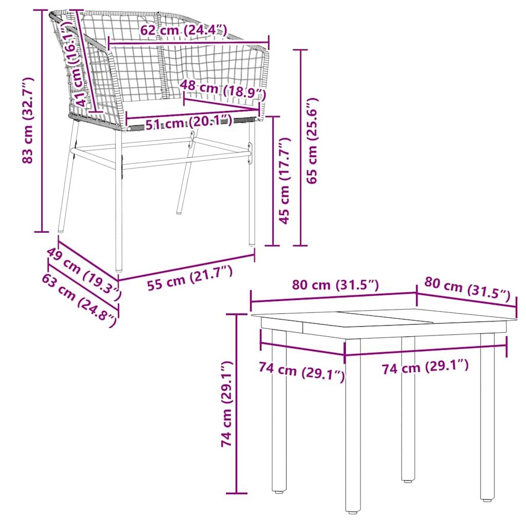 5 részes fekete polyrattan üveg kerti étkezőgarnitúra párnákkal
