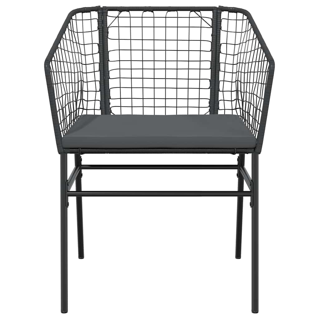 7 részes fekete polyrattan üveg kerti étkezőgarnitúra párnákkal