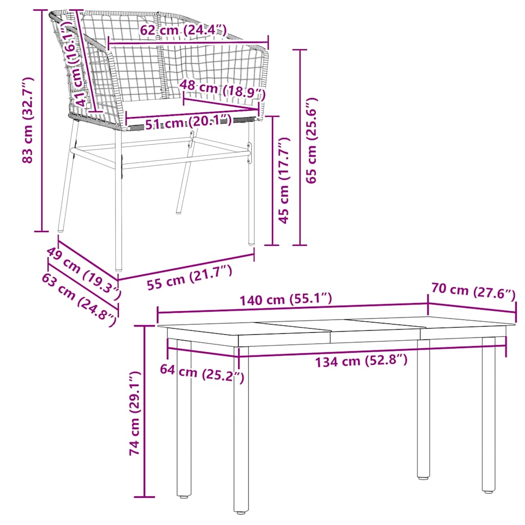 5 észes barna polyrattan üveg kerti étkezőgarnitúra párnával