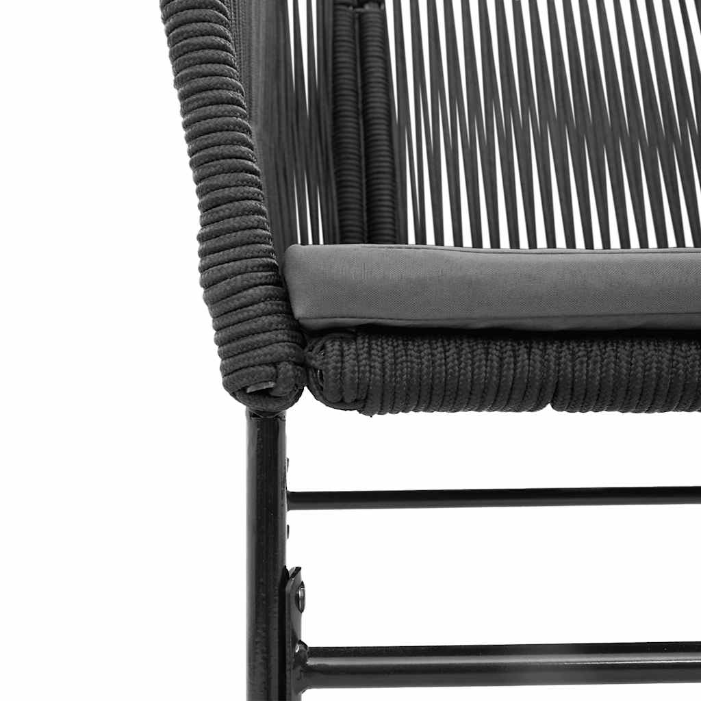 9 részes fekete polyrattan üveg kerti étkezőgarnitúra párnákkal